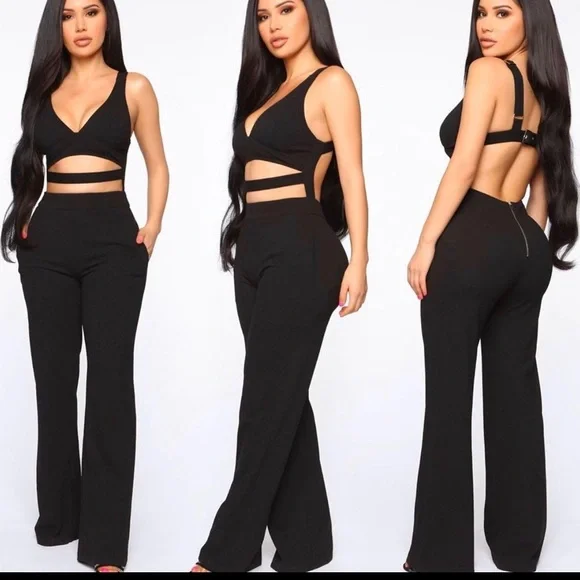 Fashion Nova Pants Jumpsuits Black Cut Out Jumpsuit Fashion